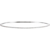 14K White 1 CTW Natural Diamond Stackable Bangle 8" Bracelet