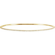 14K Yellow Gold 1 CTW Natural Diamond Stackable Bangle Bracelet - 8"