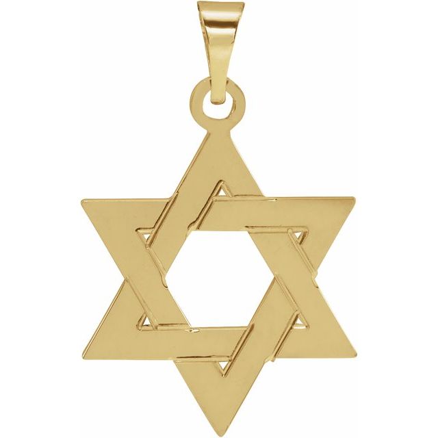 14K Yellow 17x15 mm Star of David Pendant