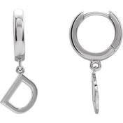 14K Gold Initial Dangle Hinged Huggie Earrings