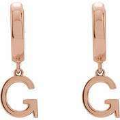 14K Gold Initial Dangle Hinged Huggie Earrings