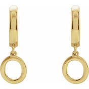 14K Gold Initial Dangle Hinged Huggie Earrings