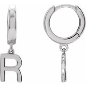 14K Gold Initial Dangle Hinged Huggie Earrings