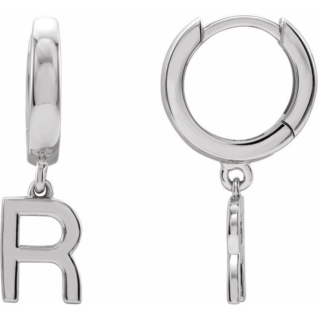 14K Gold Initial Dangle Hinged Huggie Earrings