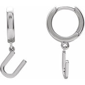 14K Gold Initial Dangle Hinged Huggie Earrings