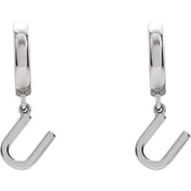 14K Gold Initial Dangle Hinged Huggie Earrings