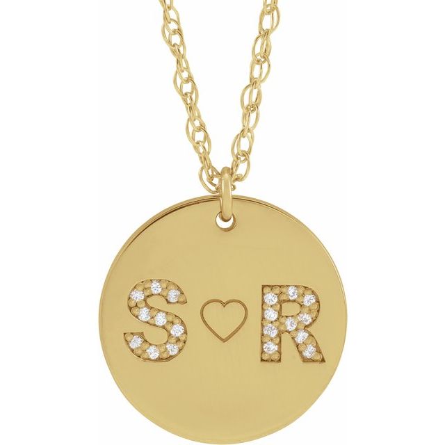 10K Personalized Couples Natural Diamond Initial 18" Necklace
