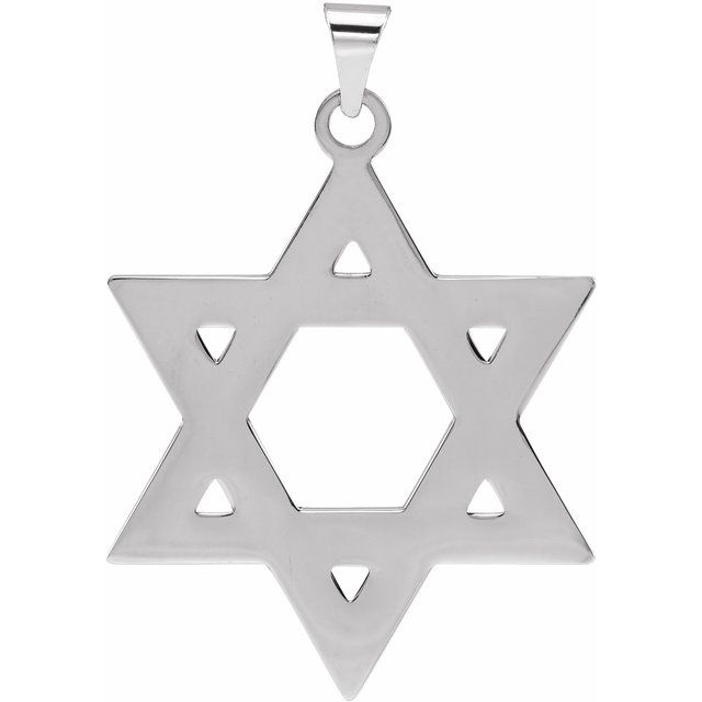 14K White 32x26 mm Star of David Pendant