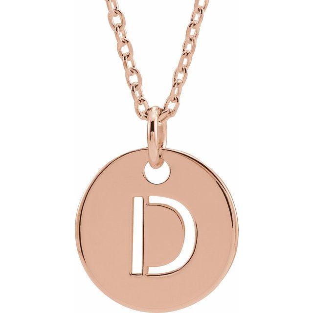14K Rose Initial D 16-18" Necklace