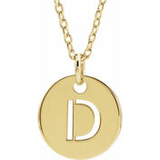14K Yellow Gold Initial Necklace with 16-18" Adjustable Chain