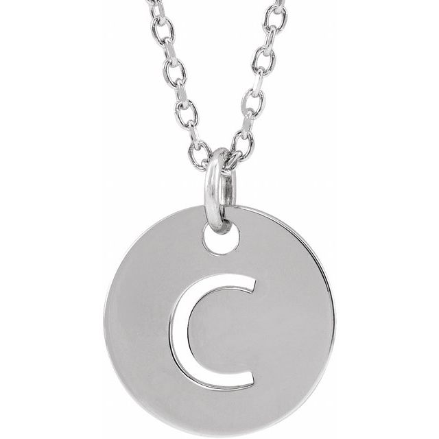 14K White Initial C 16-18" Necklace