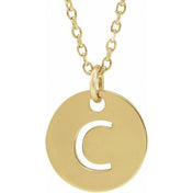 14K Yellow Gold Initial Necklace with 16-18" Adjustable Chain