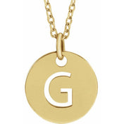 14K Yellow Gold Initial Necklace with 16-18" Adjustable Chain