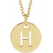 14K Yellow Gold Initial Necklace with 16-18" Adjustable Chain