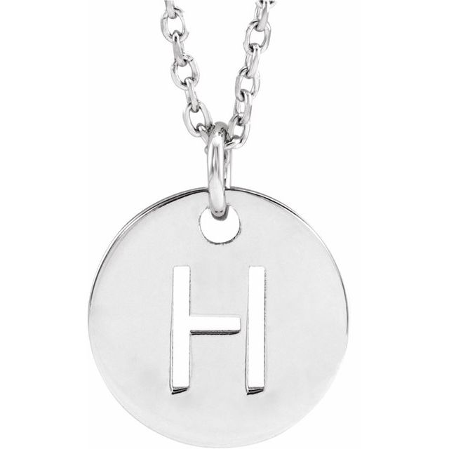 14K White Initial H 16-18" Necklace