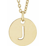 14K Yellow Gold Initial Necklace with 16-18" Adjustable Chain
