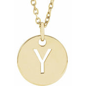 14K Yellow Gold Initial Necklace with 16-18" Adjustable Chain