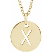 14K Yellow Gold Initial Necklace with 16-18" Adjustable Chain