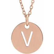 18K Rose Gold-Plated Sterling Silver Initial V 16-18" Necklace