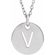 14K White Initial V 16-18" Necklace