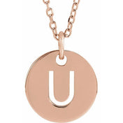 18K Rose Gold-Plated Sterling Silver Initial U 16-18" Necklace