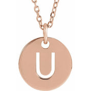18K Rose Gold-Plated Sterling Silver Initial U 16-18" Necklace