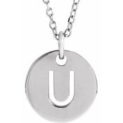 14K White Initial U 16-18" Necklace