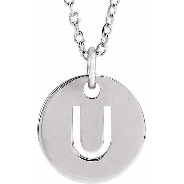 14K White Initial U 16-18" Necklace