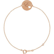 18K Rose Gold-Plated Sterling Silver Engravable Pierced Heart Disc 7-8" Bracelet