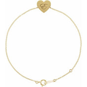 14K Yellow Engravable Heart 7-8" Bracelet
