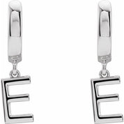 Platinum Initial E Hinged Huggie Earring