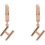 14K Gold Initial Dangle Hinged Huggie Earrings