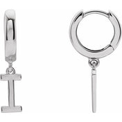 18K Initial Hinged Dangle Huggie Earrings in White and Yellow Gold