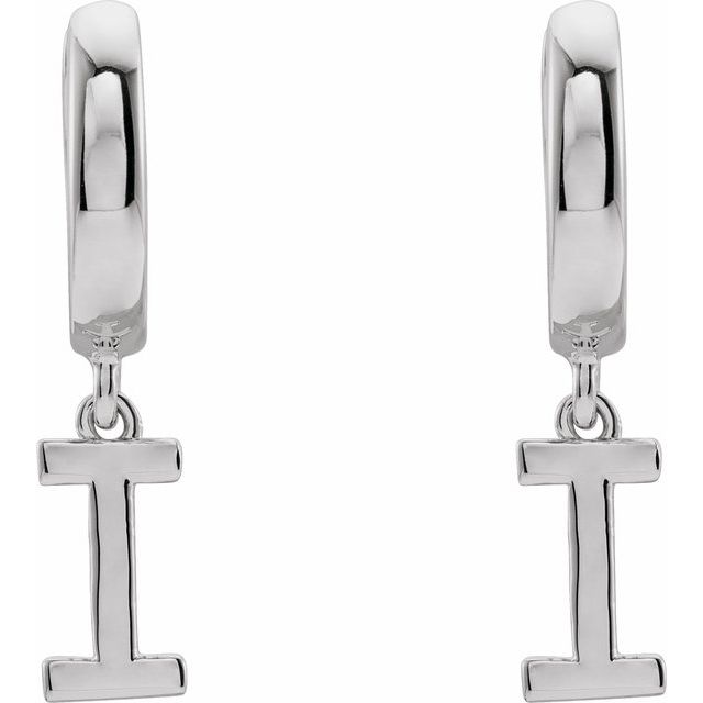 Platinum Initial I Hinged Huggie Earring