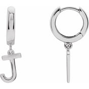 14K Gold Initial Dangle Hinged Huggie Earrings