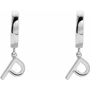 14K Gold Initial Dangle Hinged Huggie Earrings