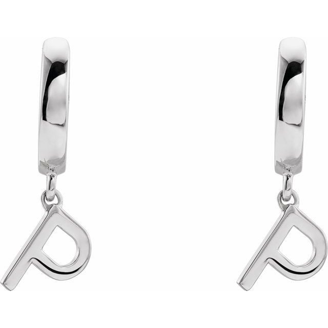 14K Gold Initial Dangle Hinged Huggie Earrings