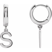 14K Gold Initial Dangle Hinged Huggie Earrings