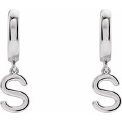 14K Gold Initial Dangle Hinged Huggie Earrings