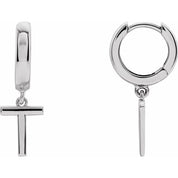 14K Gold Initial Dangle Hinged Huggie Earrings