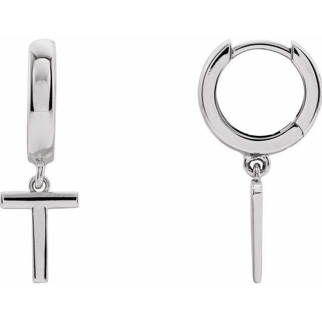 14K Gold Initial Dangle Hinged Huggie Earrings
