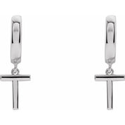 14K Gold Initial Dangle Hinged Huggie Earrings