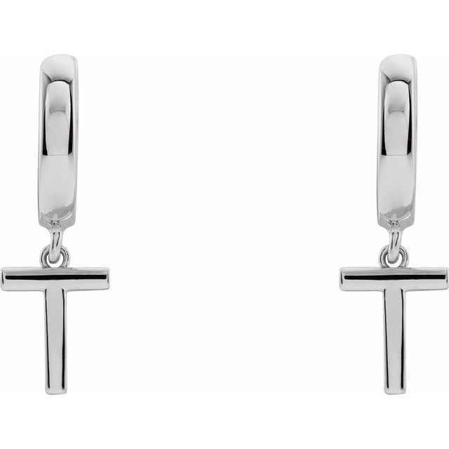 14K Gold Initial Dangle Hinged Huggie Earrings