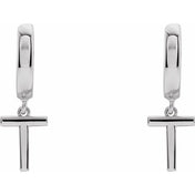 18K Initial Hinged Dangle Huggie Earrings in White and Yellow Gold