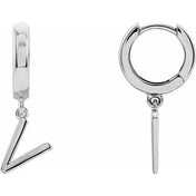 14K Gold Initial Dangle Hinged Huggie Earrings
