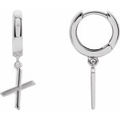 18K Initial Hinged Dangle Huggie Earrings in White and Yellow Gold