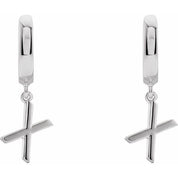 Sterling Silver Initial X Hinged Huggie Earring