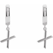 18K Initial Hinged Dangle Huggie Earrings in White and Yellow Gold