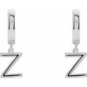 18K Initial Hinged Dangle Huggie Earrings in White and Yellow Gold
