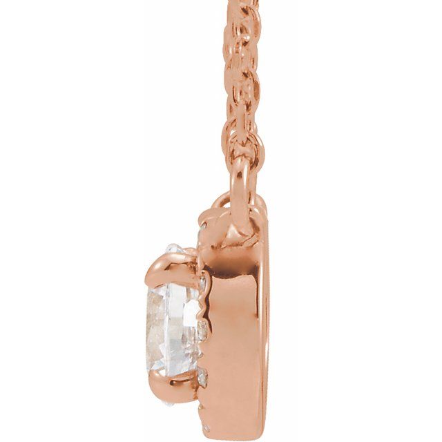 14K Rose 3 mm Natual White Sapphire & .03 CTW Natual Diamond 18" Necklace